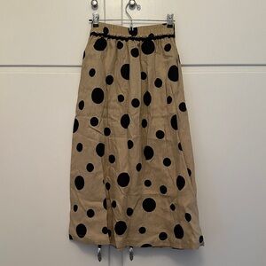 NWT FIBFLX 100% Linen Polka Dot A-Line Midi Skirt